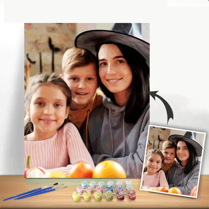 קנבס לציור לפי מספרים מתמונה אישית לילדים